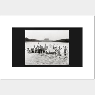 Boys Swimming, 1926. Vintage Photo Posters and Art